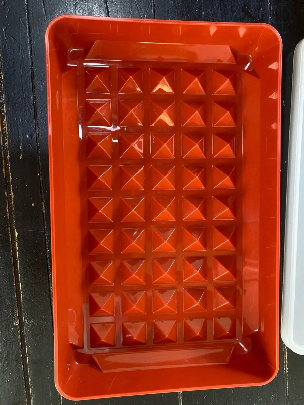 Vintage Tupperware Bacon Meat Keeper Tray Storage Paprika Burnt Orange